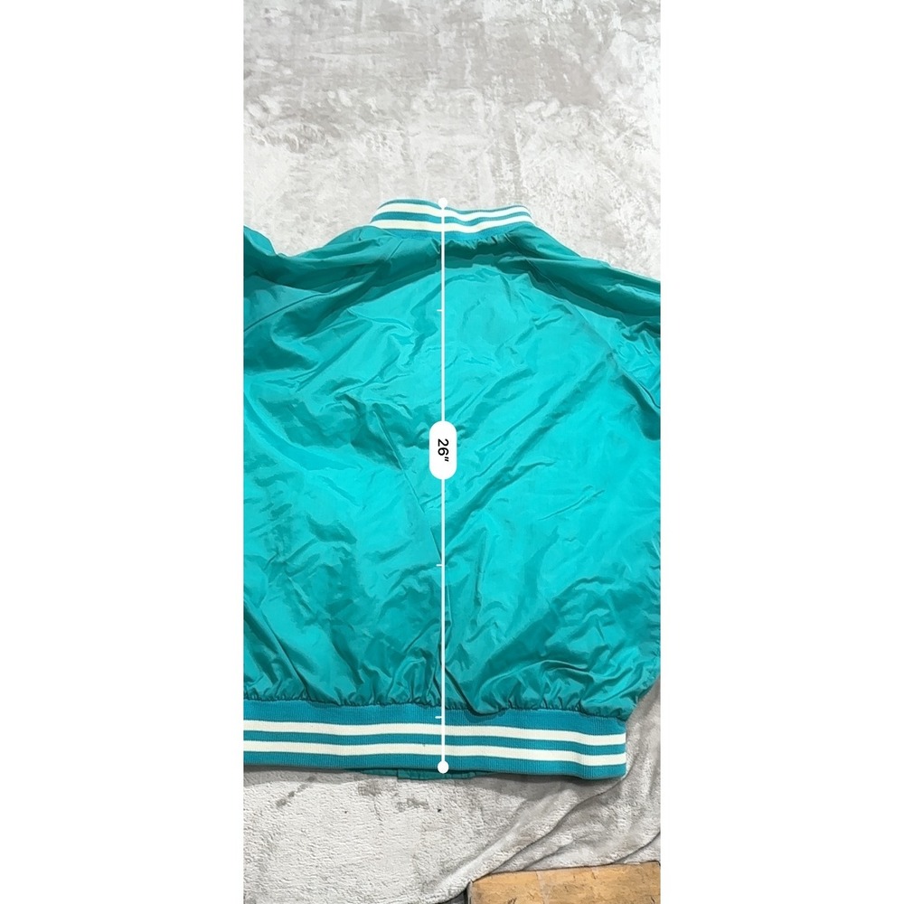 Vintage 80s 90s Action Windbreaker Jacket Teal Varsity Bomber Mens Size Large - Picture 7 of 7